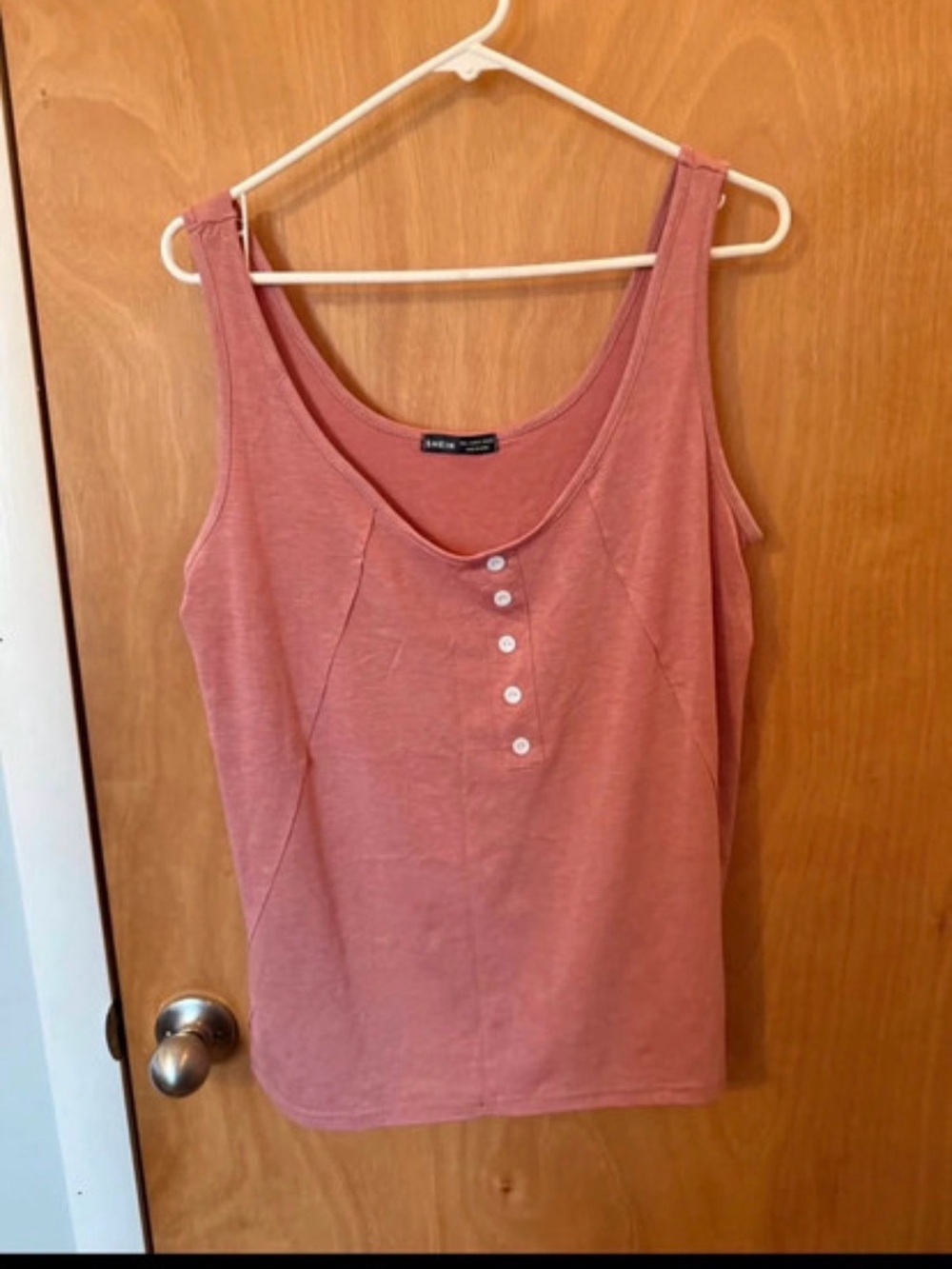 Sleeveless Henley Tank Top - Dusty Rose and gray